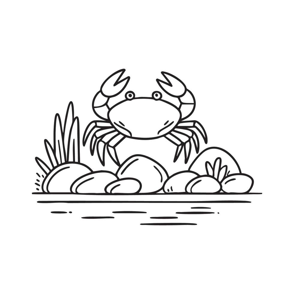 tiny crab crawling over a bed of pebbles vector