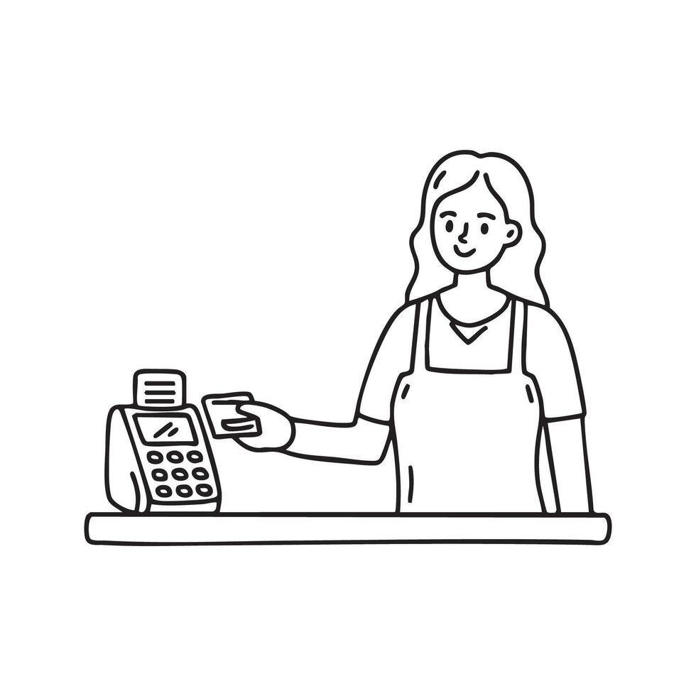 customer inserting a card into a POS machine vector