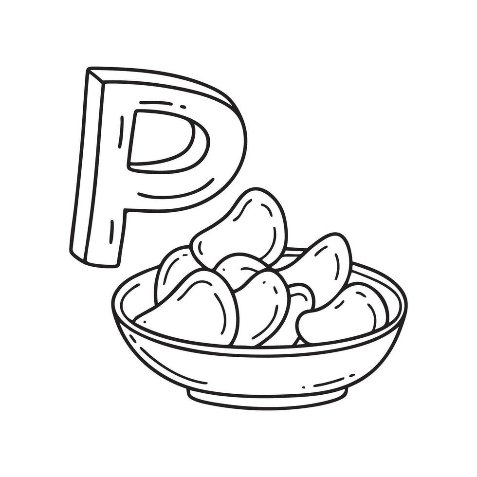 An illustration of letter P stand for potato chips vector