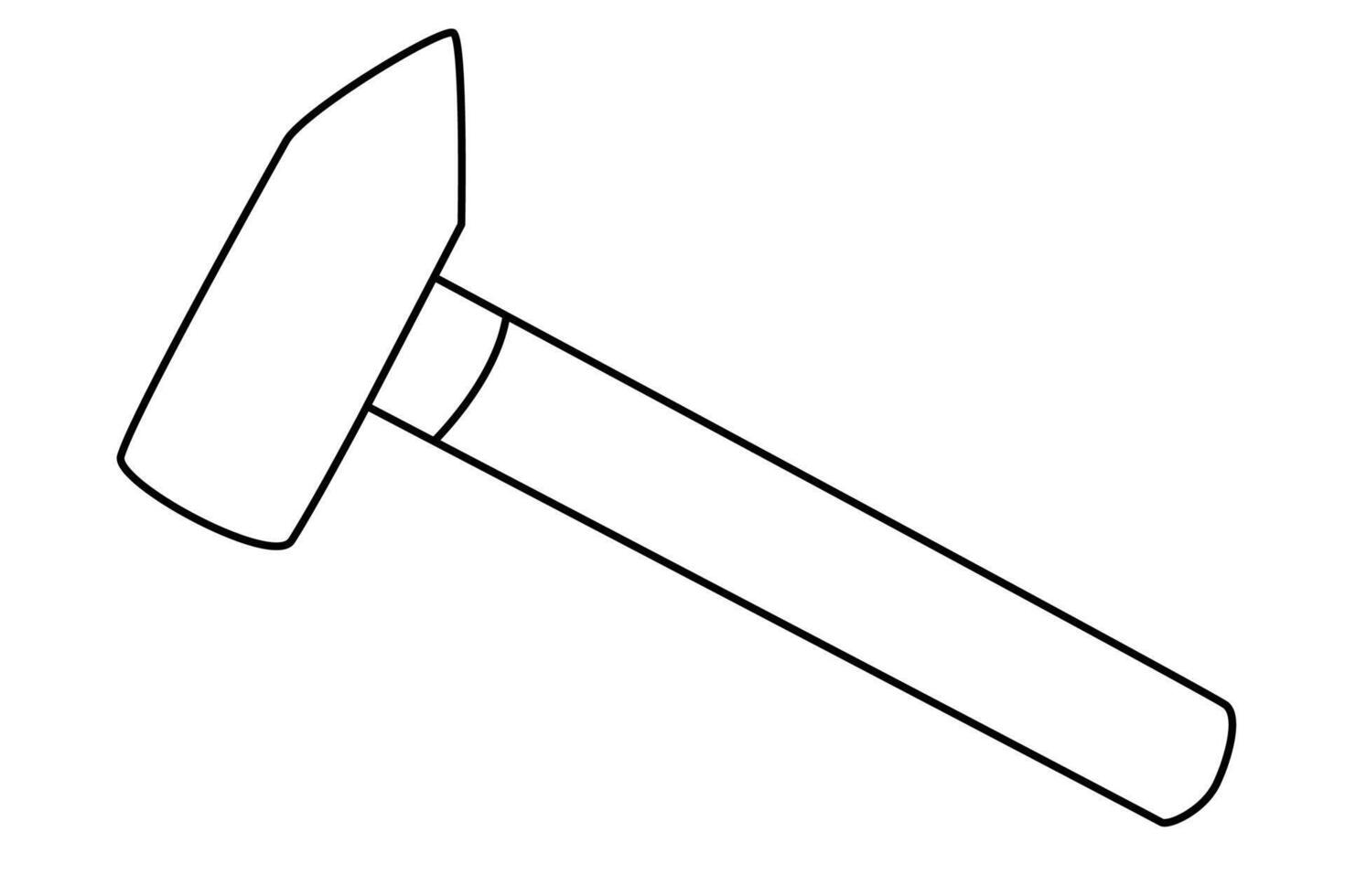 Hand drawn doodle hammer illustration, black outline. vector