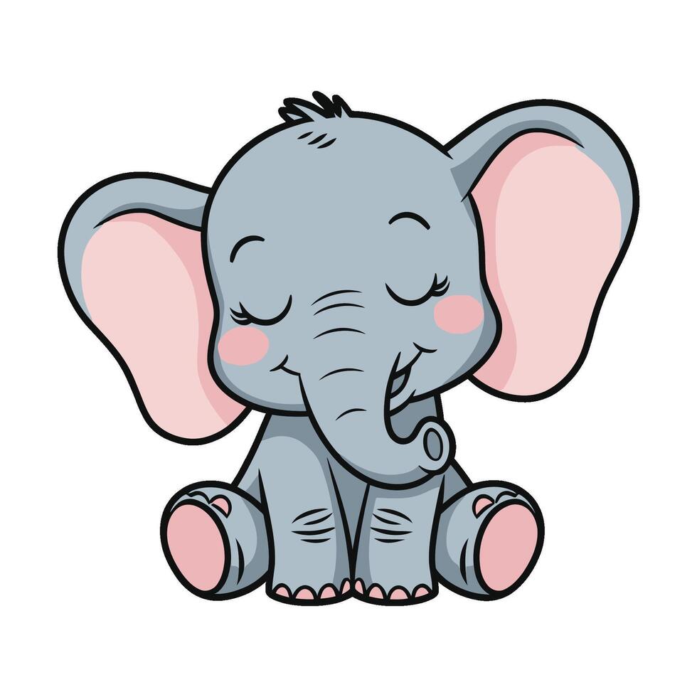 Cute carton funny baby elephant vector