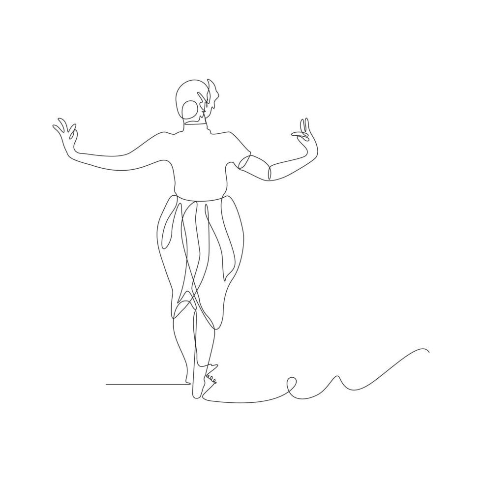 Continuous one line drawing of Thailand Dancing art, Thai Classical Dance vector
