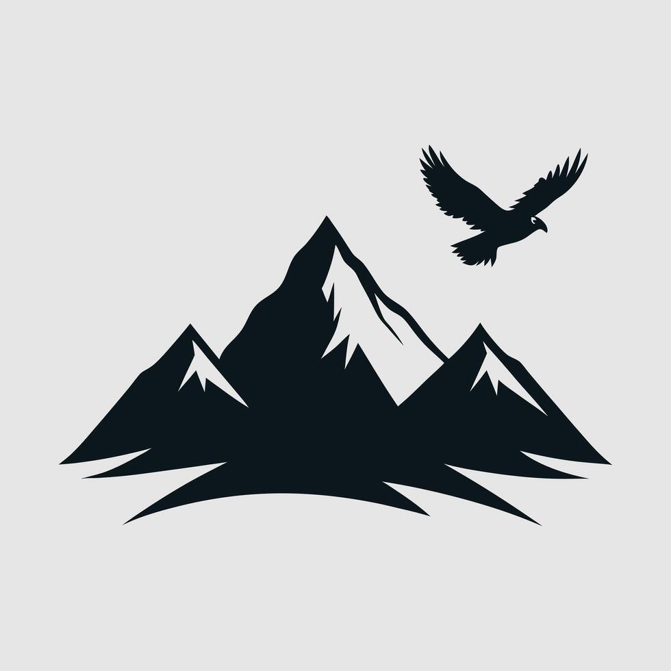 Mountain Range Silhouette Art on White Background vector