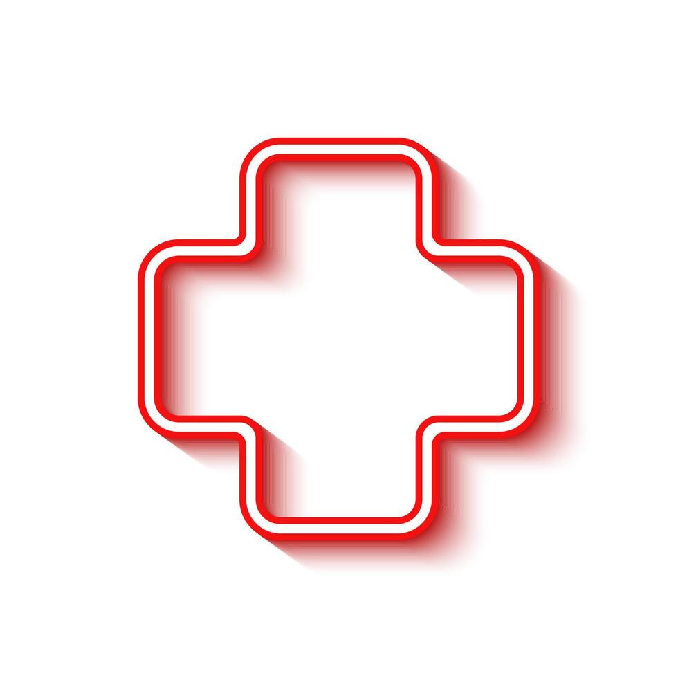 Red cross symbol on a white background. Graphic design. vector