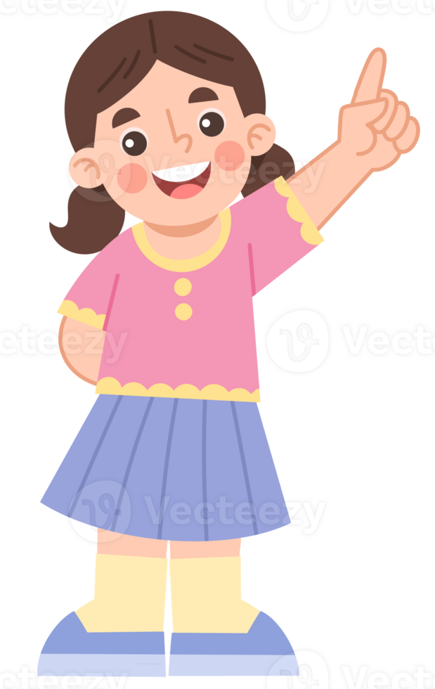 Illustration of Cheerful Girl with Raised Finger png