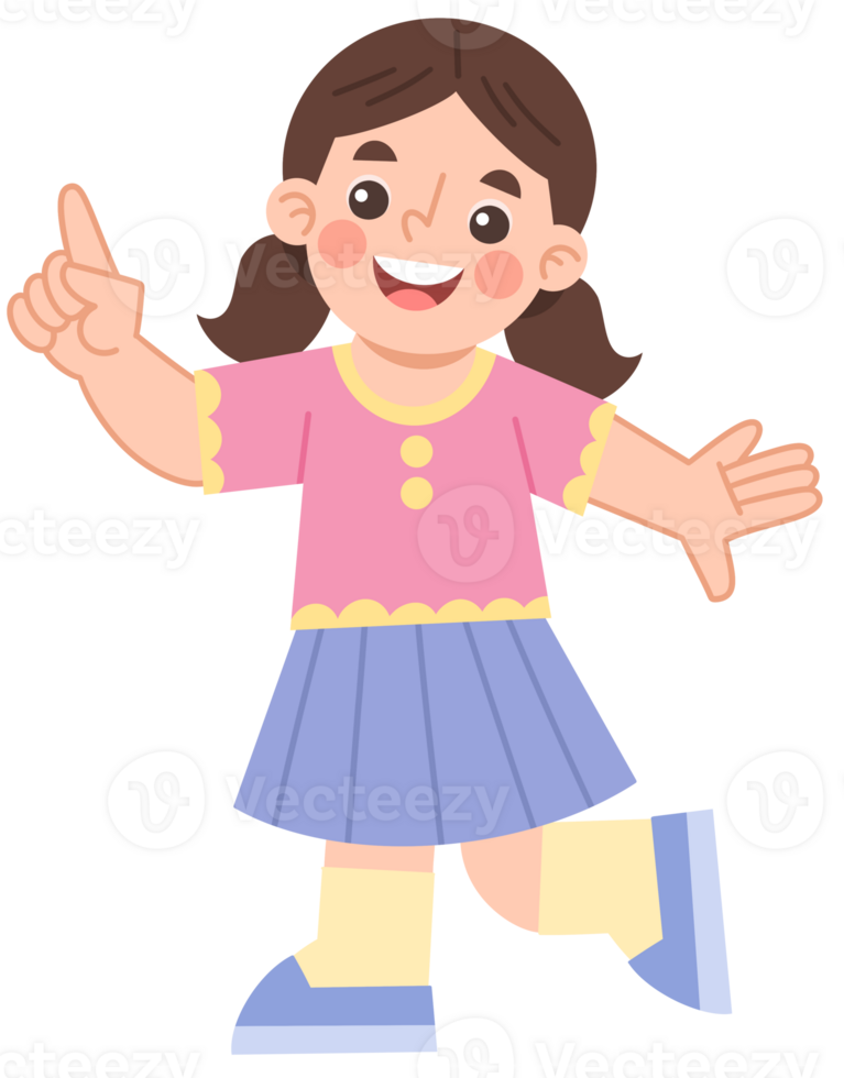 Illustration of Playful Girl with Joyful Expression png