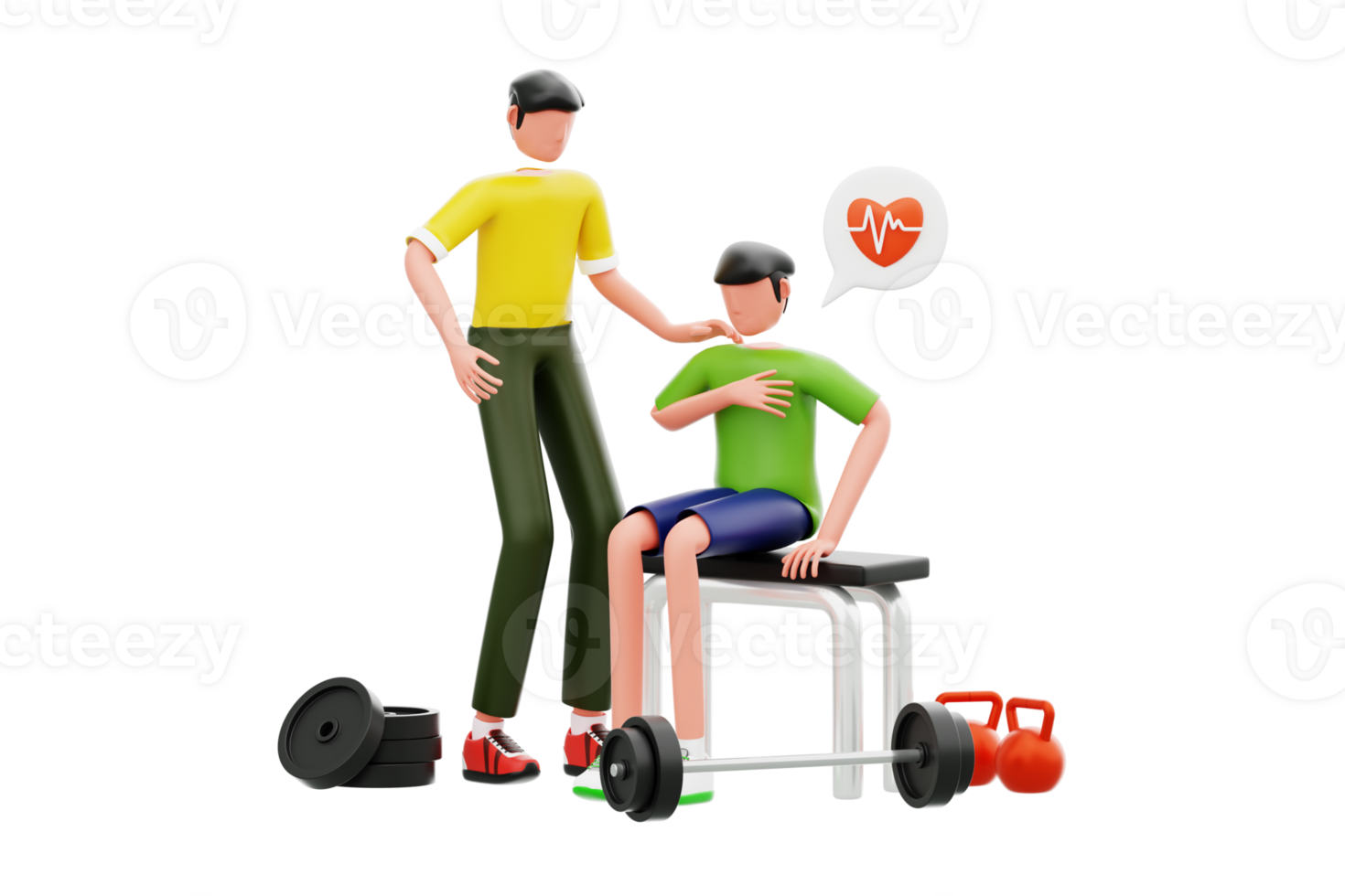Panic Attack at Gym 3D Illustration png