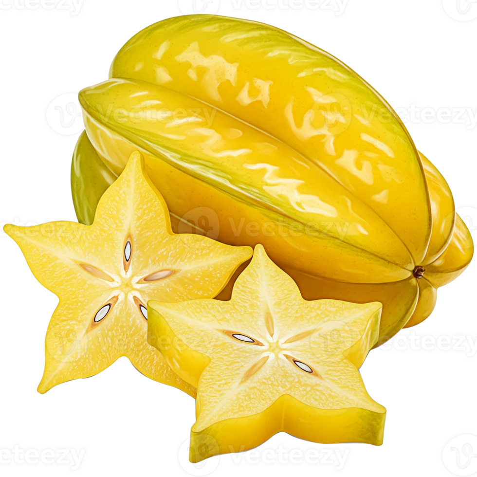 Fresh Ripe Carambola Starfruit isolated png