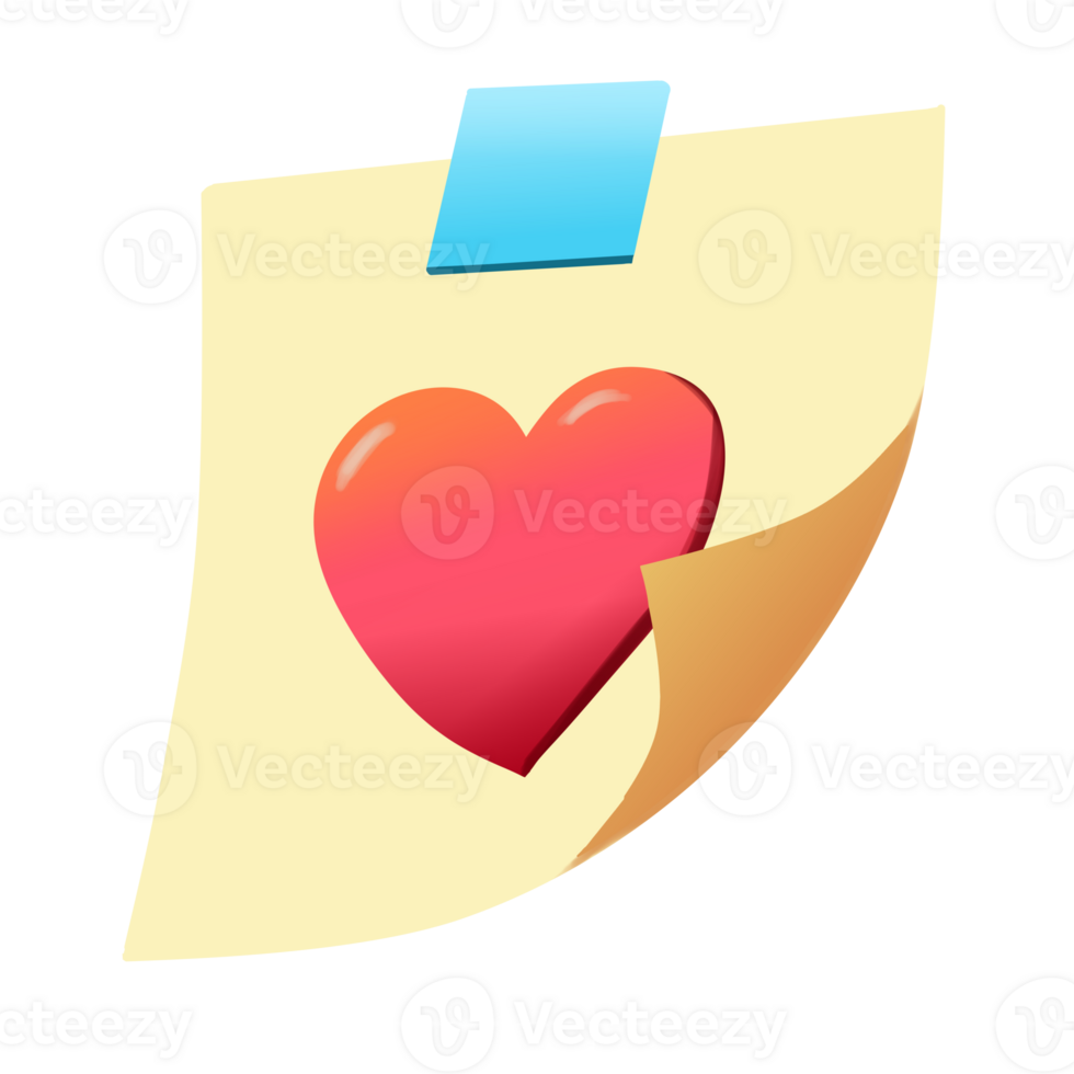 Sticky Note with Heart Icon png