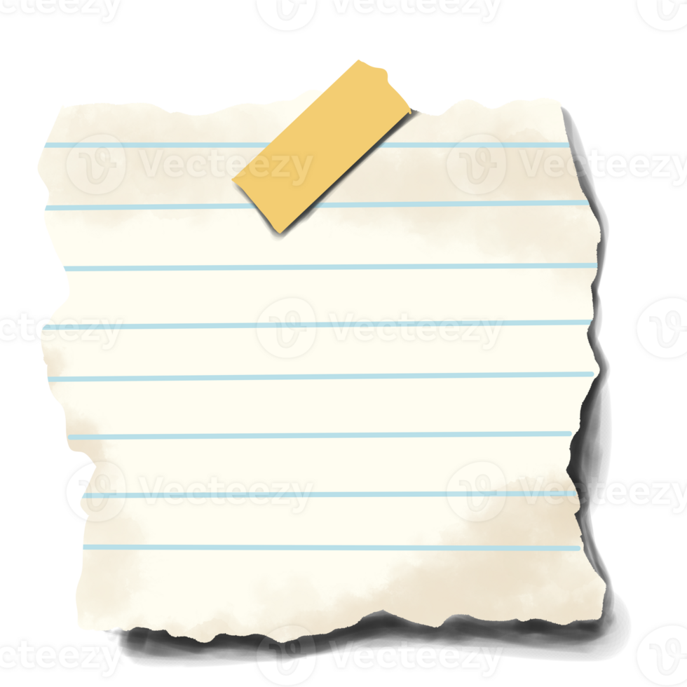Torn Paper Note with Yellow Tape png