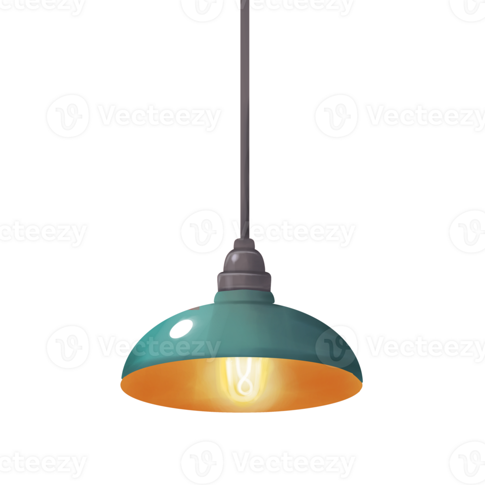 Teal and Orange Vintage Pendant Light png