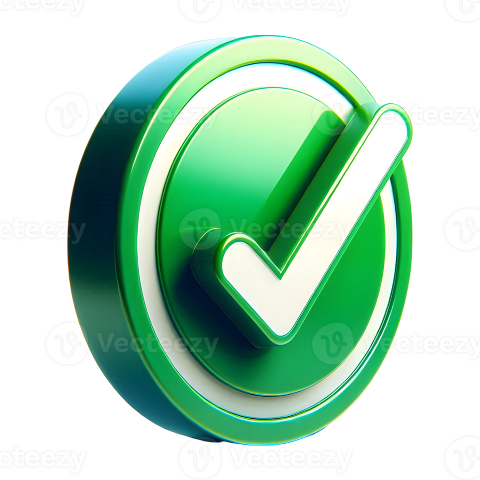 3D Rendered Green Checkmark Icon Isolated on Transparent Background png