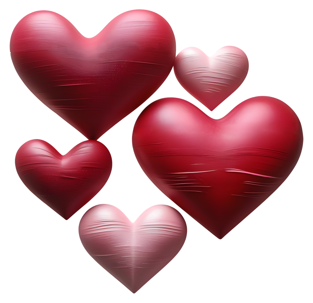 beautiful shiny red love shape art 3d design, heart shape romance png