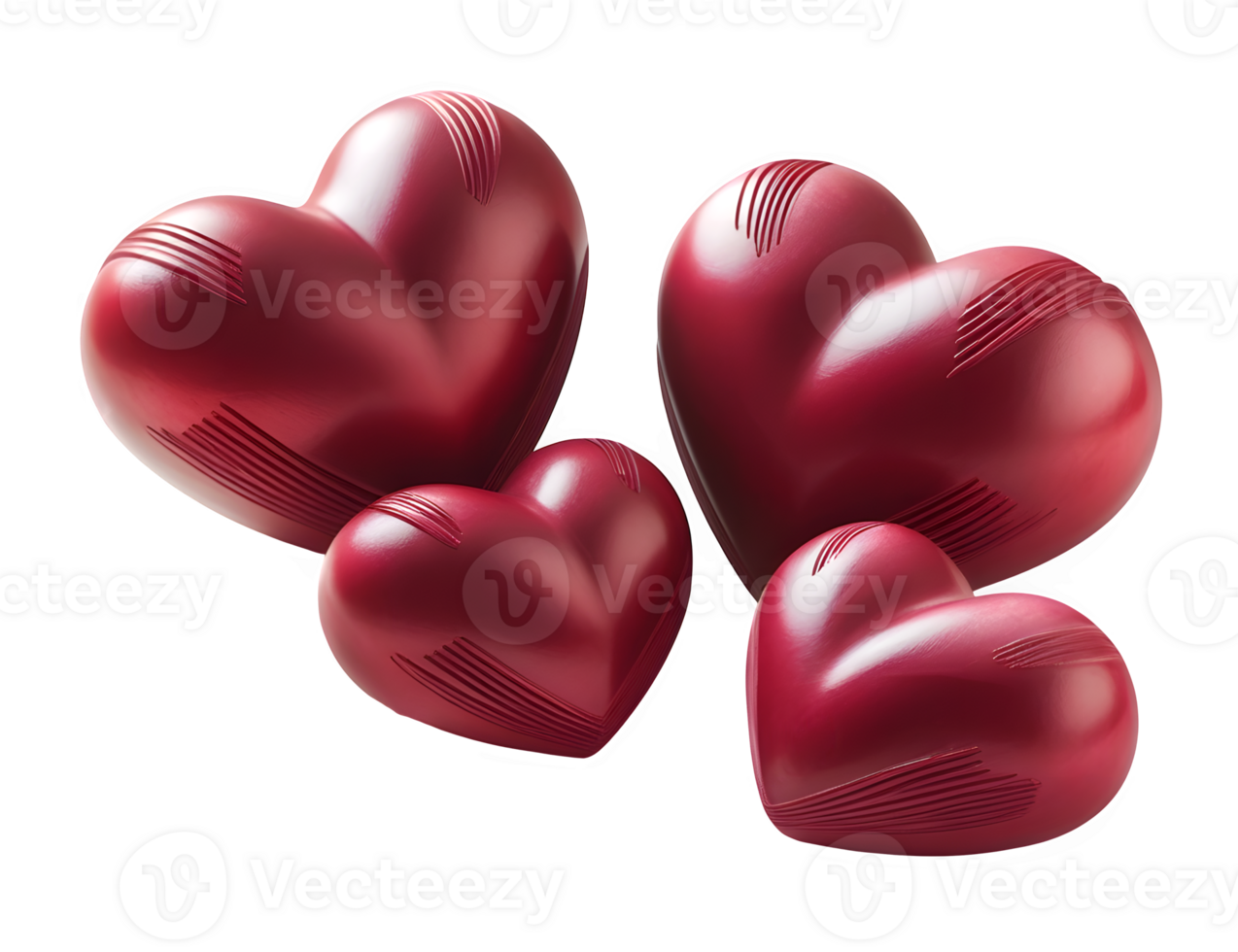 red hearts on a love shape png