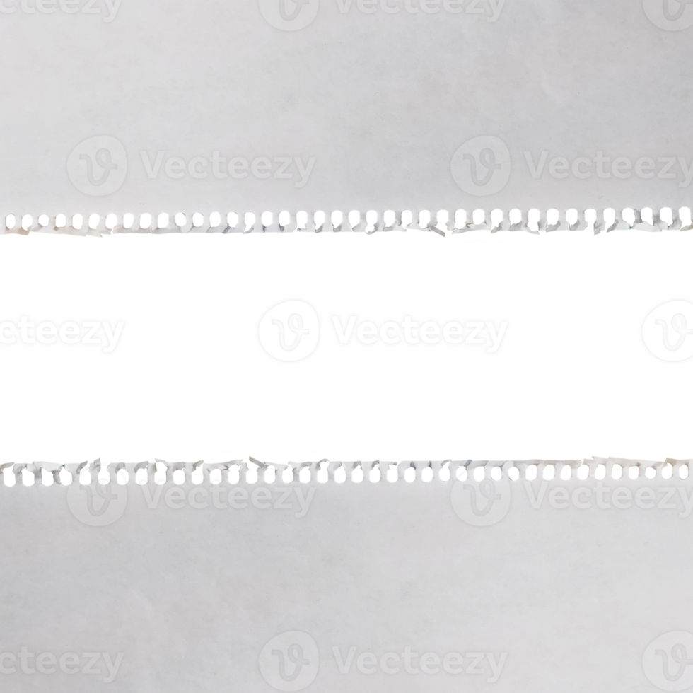 Torn Spiral Notebook Paper Isolated on Transparent Background, Blank Ripped Page with Perforated Edge for Notes and Text, Empty Stationery Template png