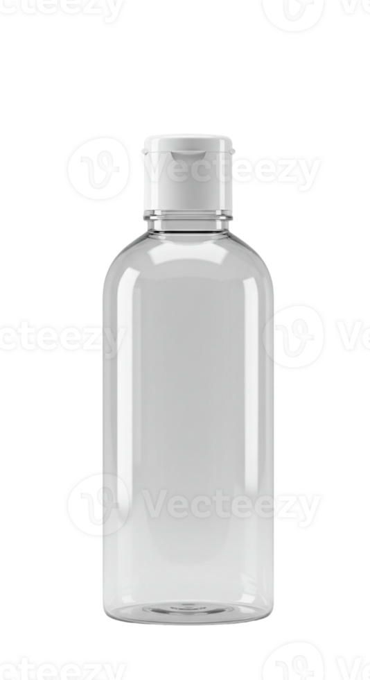 Clear Plastic Bottle with White Cap for Liquid Use png