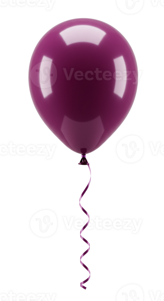 Purple balloon floating with a twisted ribbon below png