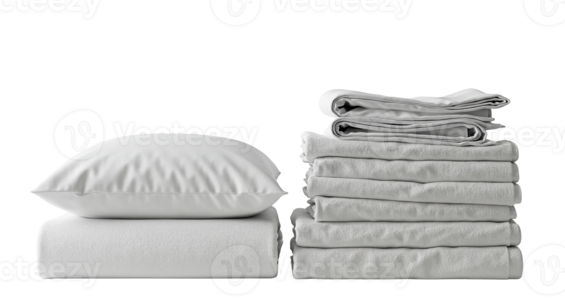 Neatly Stacked White Bedding Set for Home Decor png