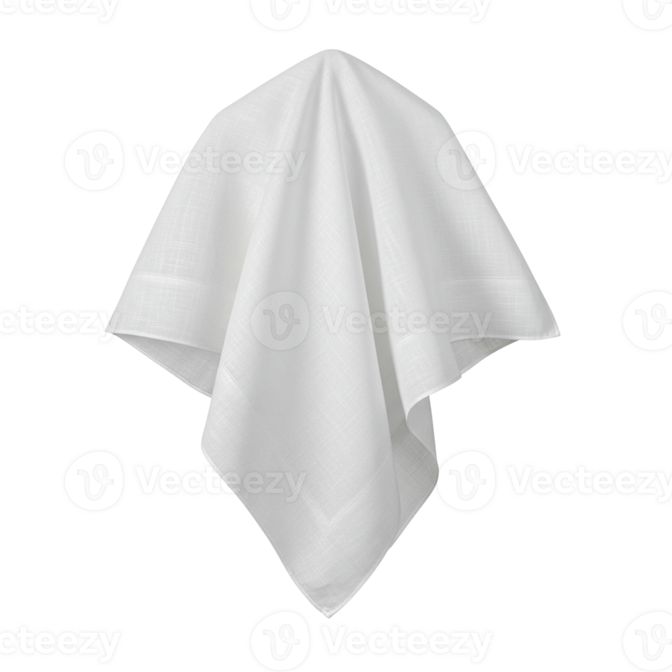 Elegant white tablecloth draping over a table png