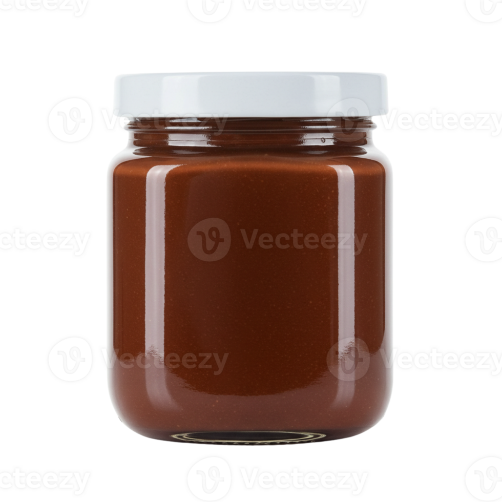 Rich chocolate brown creamy spread in a jar png