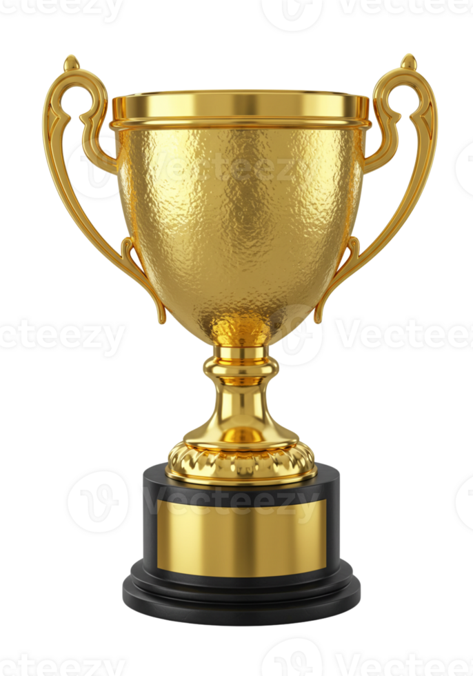 Golden trophy symbolizing achievement and success in competitions png