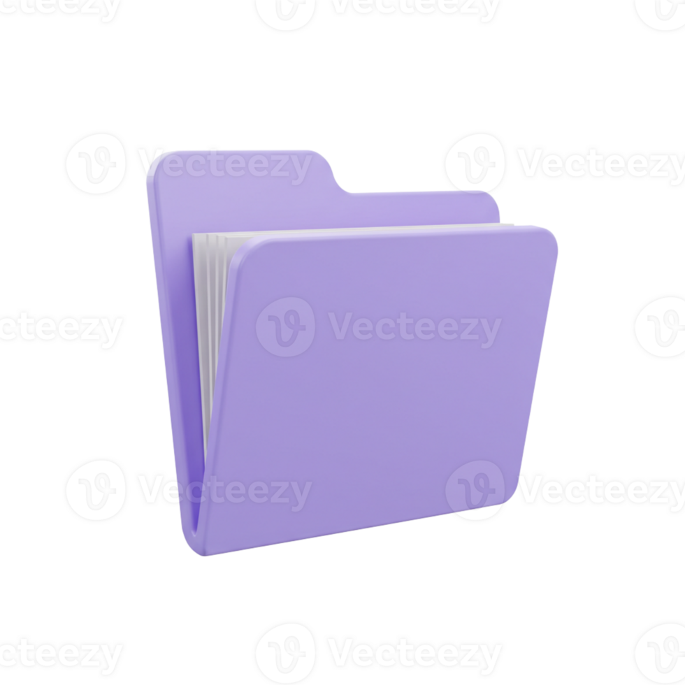 Purple folder filled with documents placed on a clean surface png