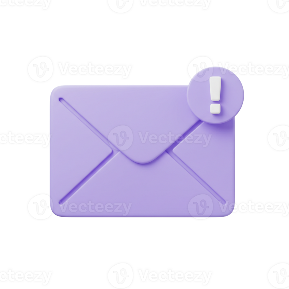 Purple Envelope Icon with Alert for Notification Use png