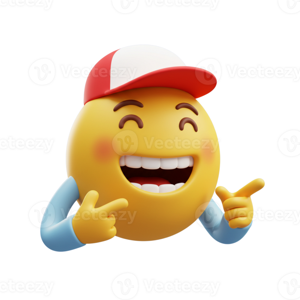 Happy emoji character with a cap celebrating joy and positivity png