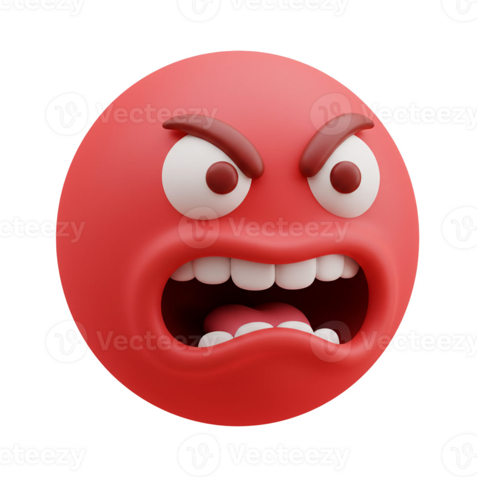 Angry Red Emoji with Fierce Expression png