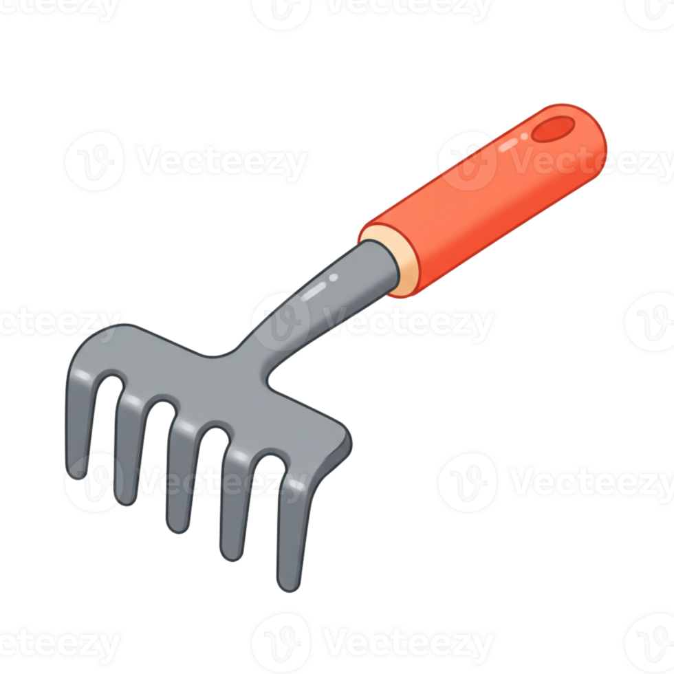 Cartoon Style Garden Rake with a Bright Handle png