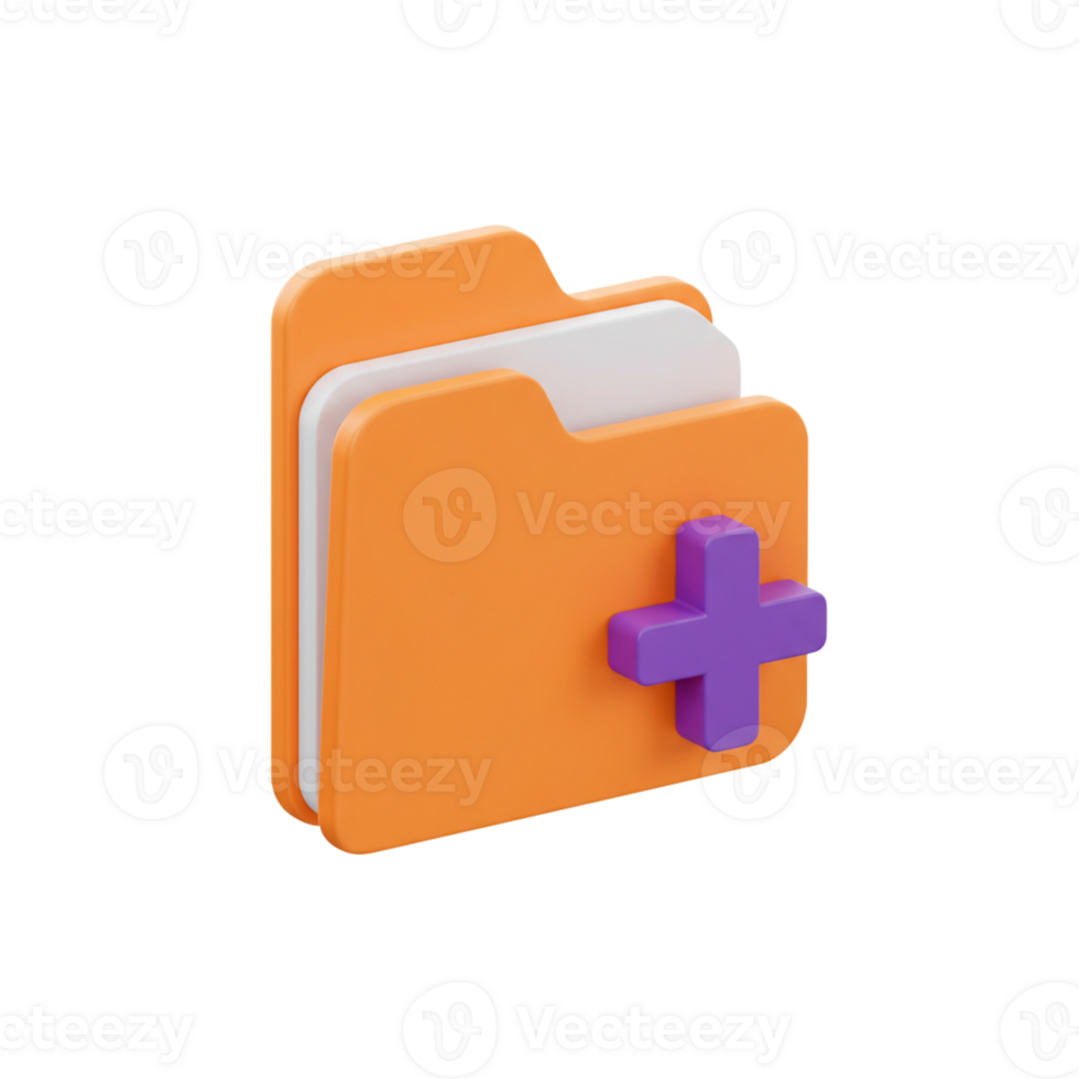 Colorful folder icon with plus for adding files png