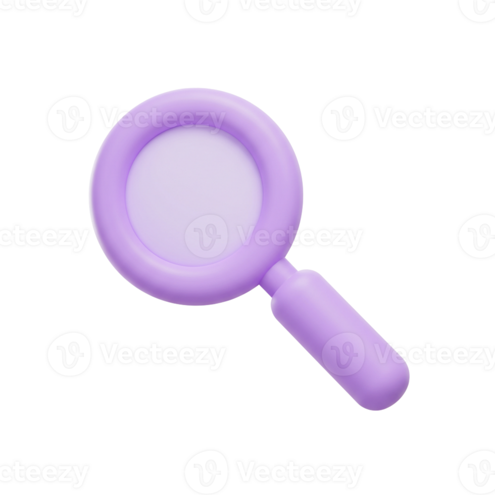 Purple magnifying glass for educational exploration and discovery png