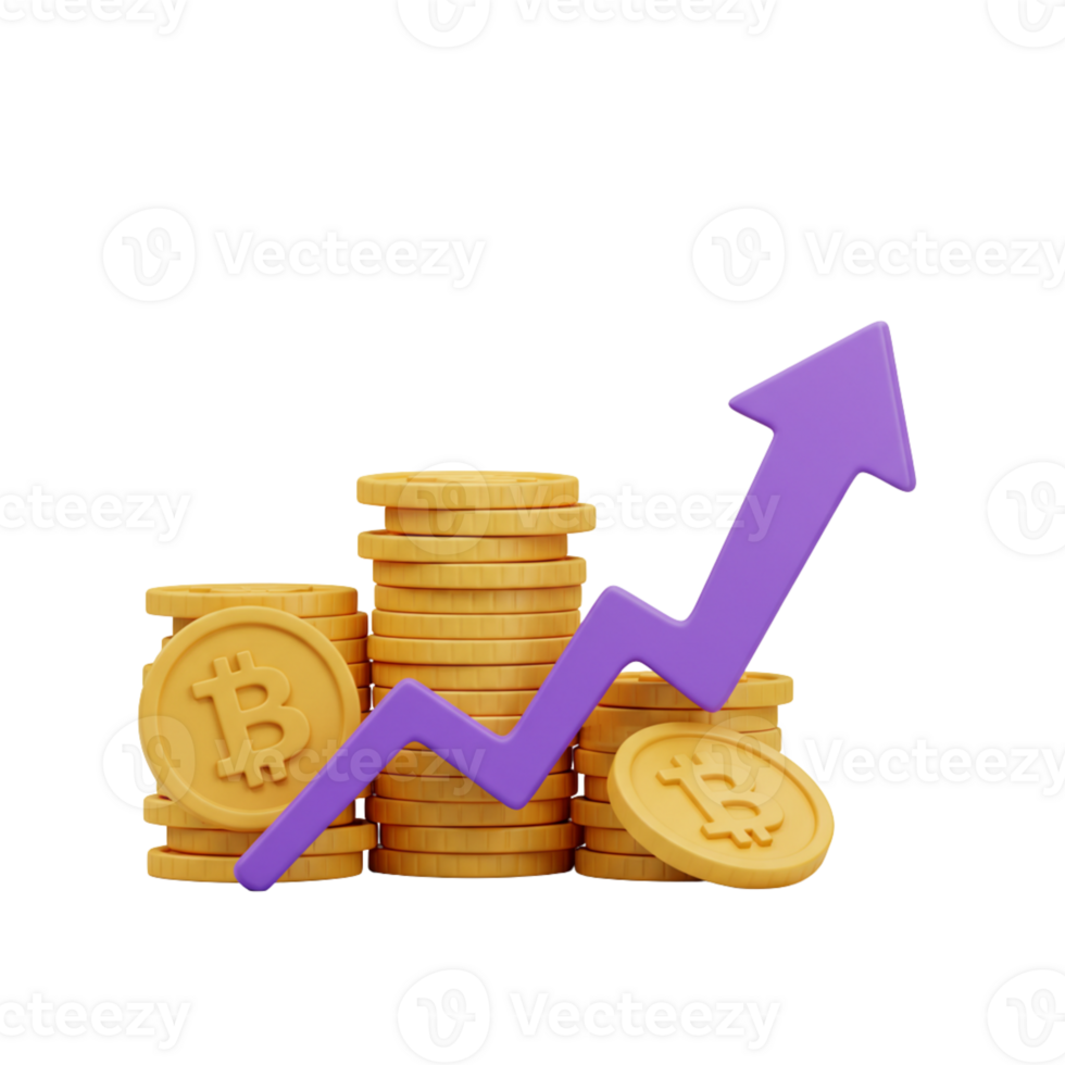 Cryptocurrency market growth represented with coins png
