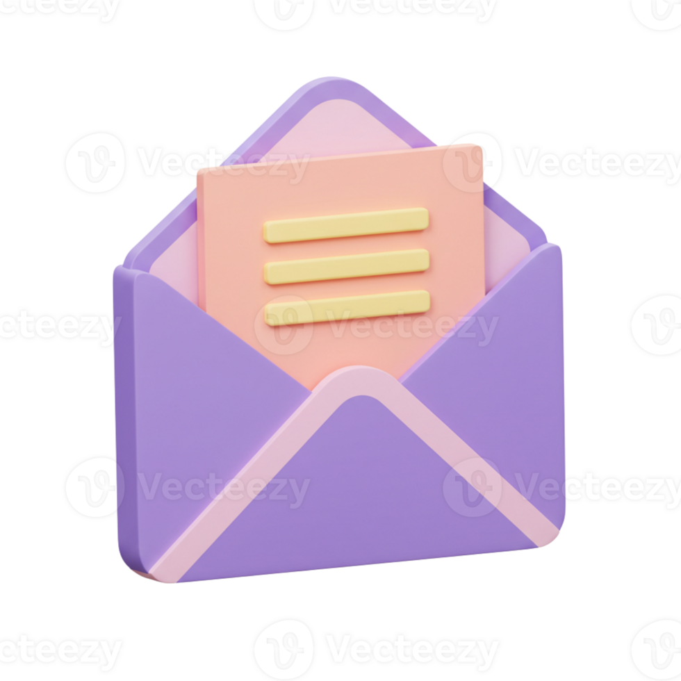 Envelope with Colorful Message Papers Inside png