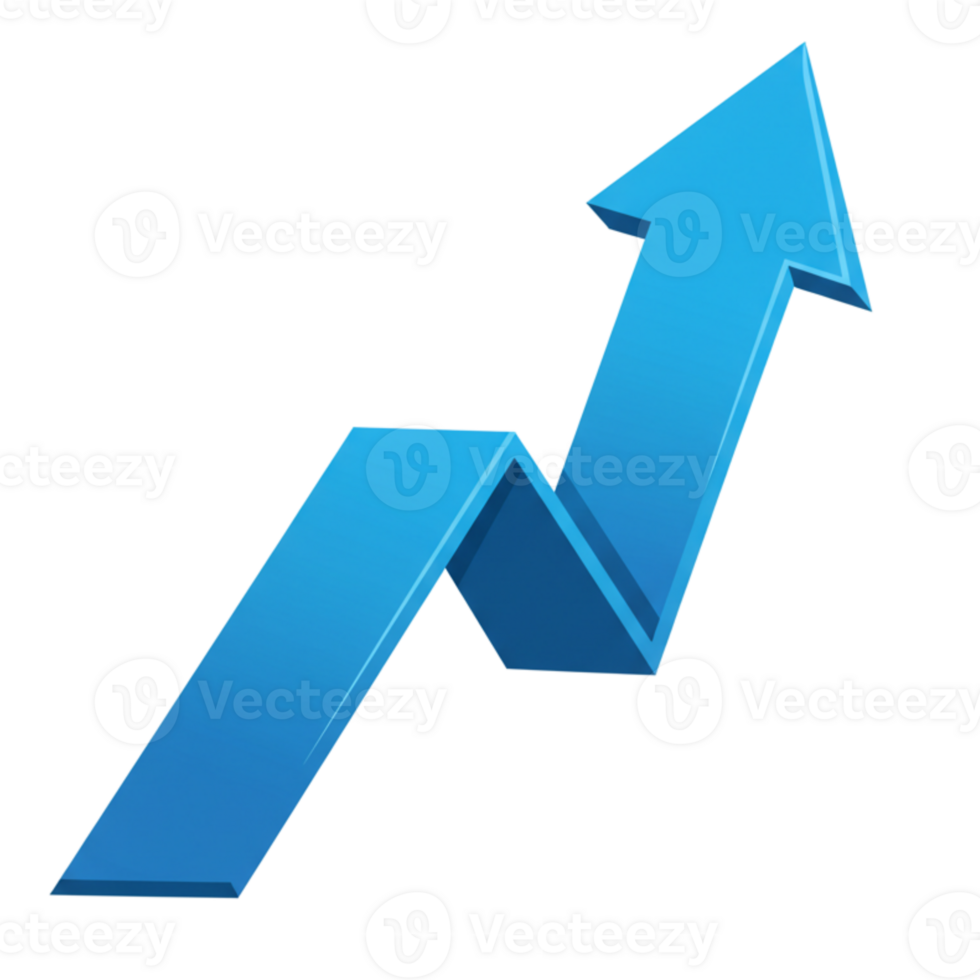 Increasing trend line representing growth in a financial graph png