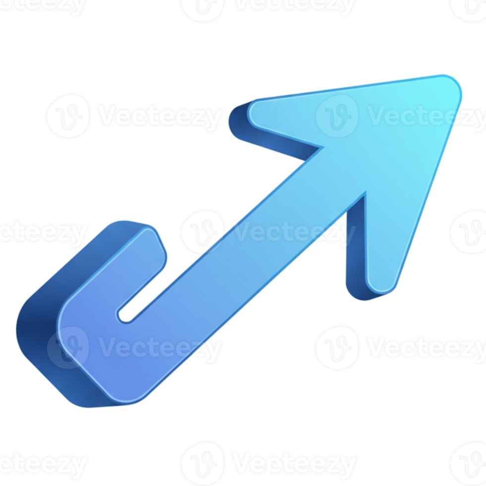 Stylish blue arrow pointing upward in a minimalist design png