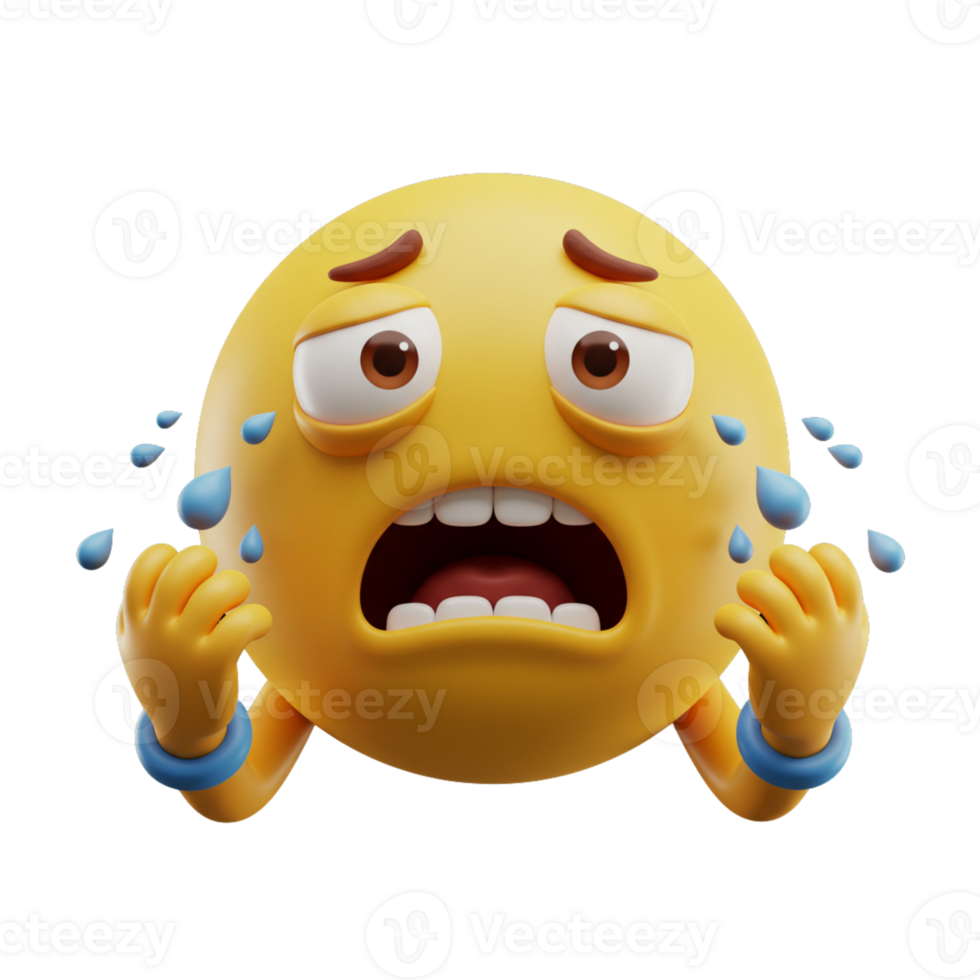 Crying Yellow Emoji with Distressed Facial Features png