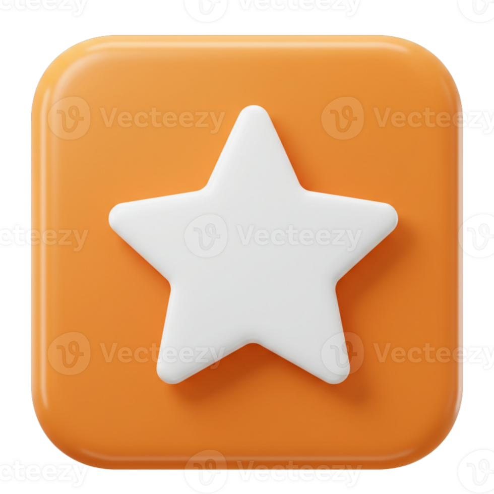 Orange button with a white star icon in a simple design png