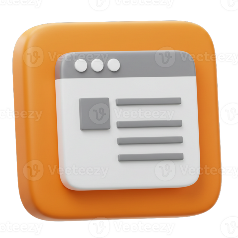 Orange webpage icon illustrating digital interfaces png
