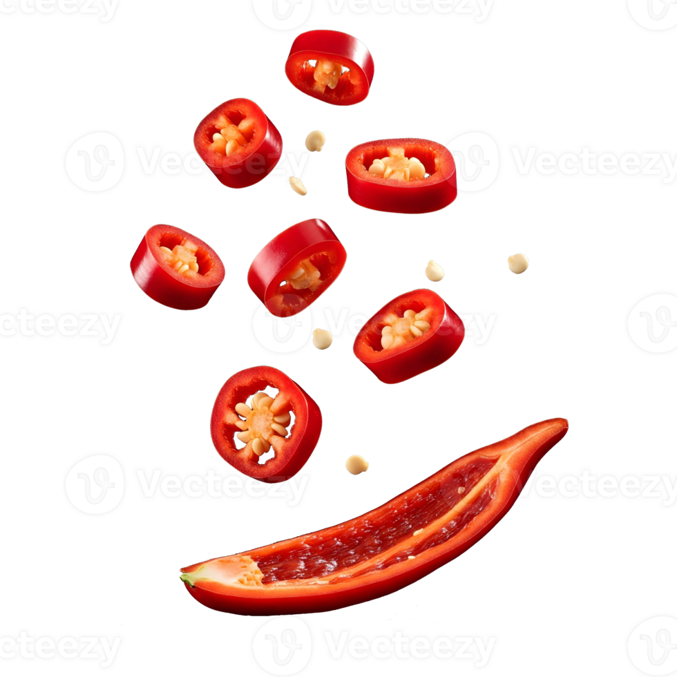 A red pepper is being thrown into the air png