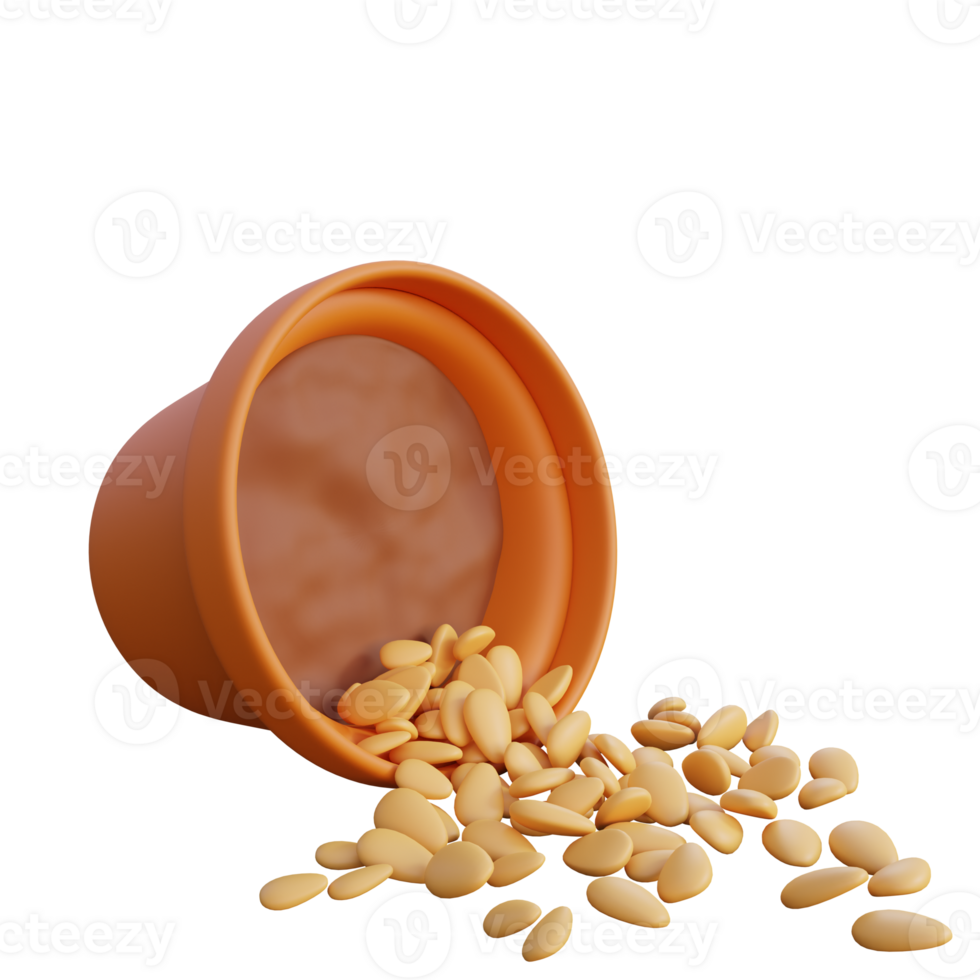 a small pot with beans and seeds on it png