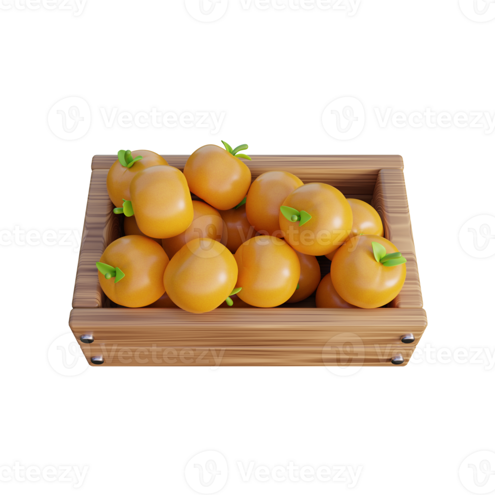 a wooden box with a bunch of oranges on it png