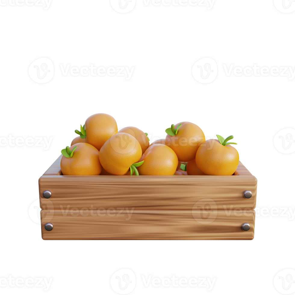 a wooden box with oranges on it png