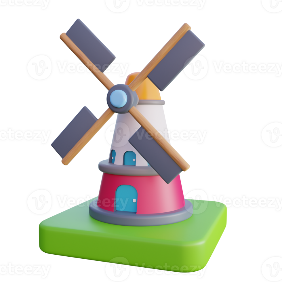 a cartoon windmill on a green base png