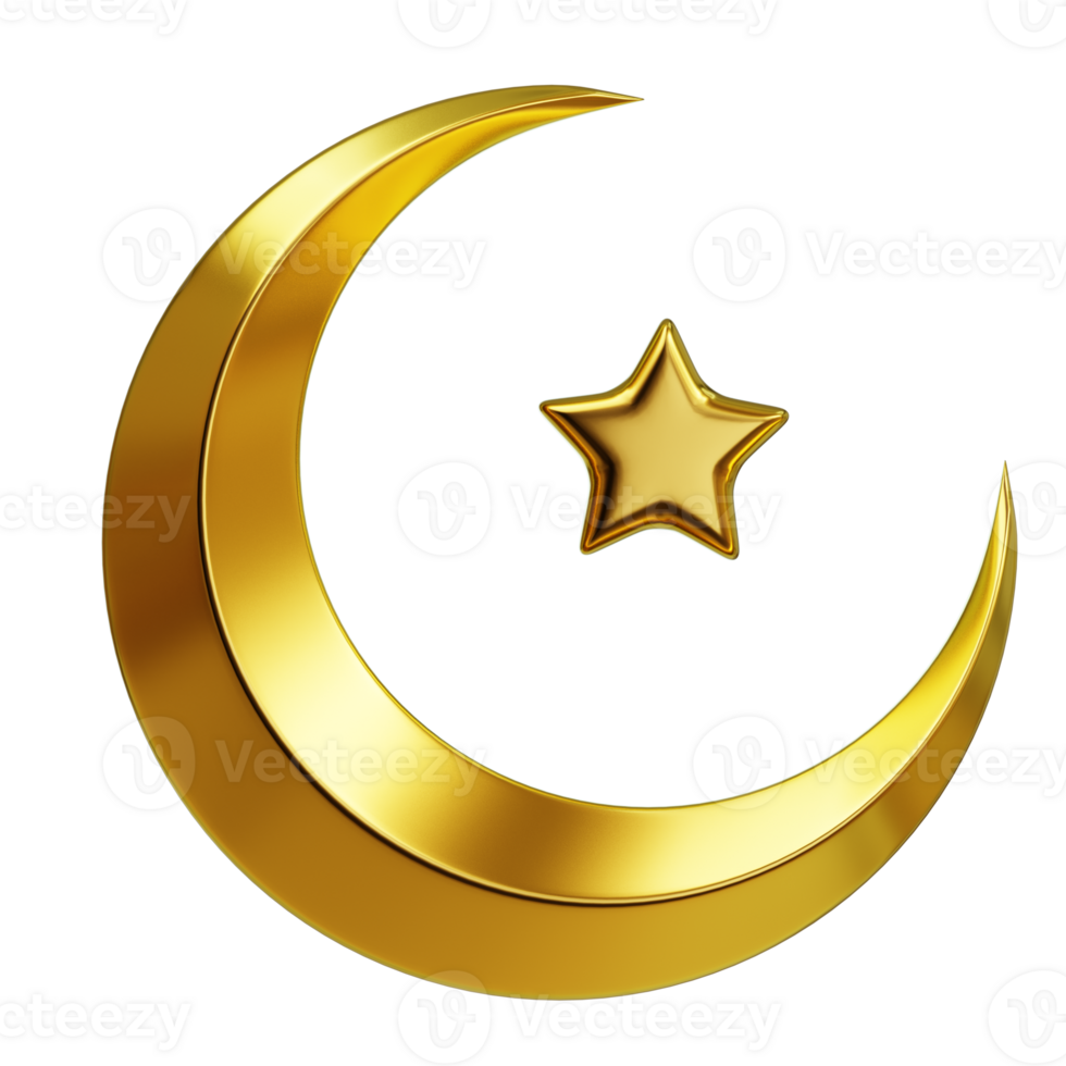 gold crescent and star icon png