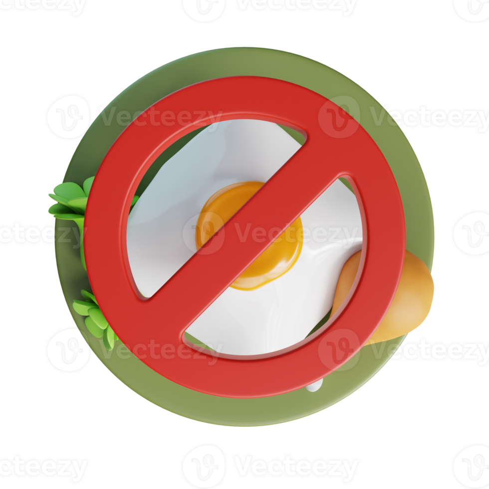 a red no egg sign on a plate with an egg png