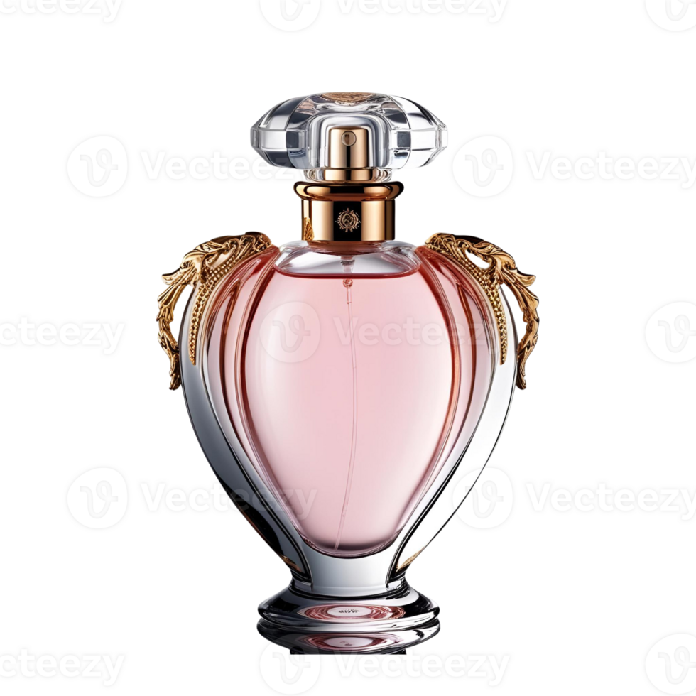 Elegant Perfume Bottle Luxury Fragrance with Gold and Glass Design on Transparent png