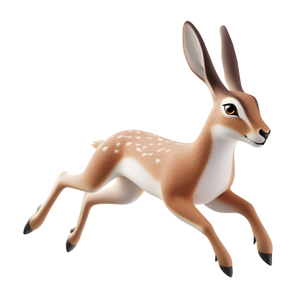 cartoon deer running 3d isolated background png