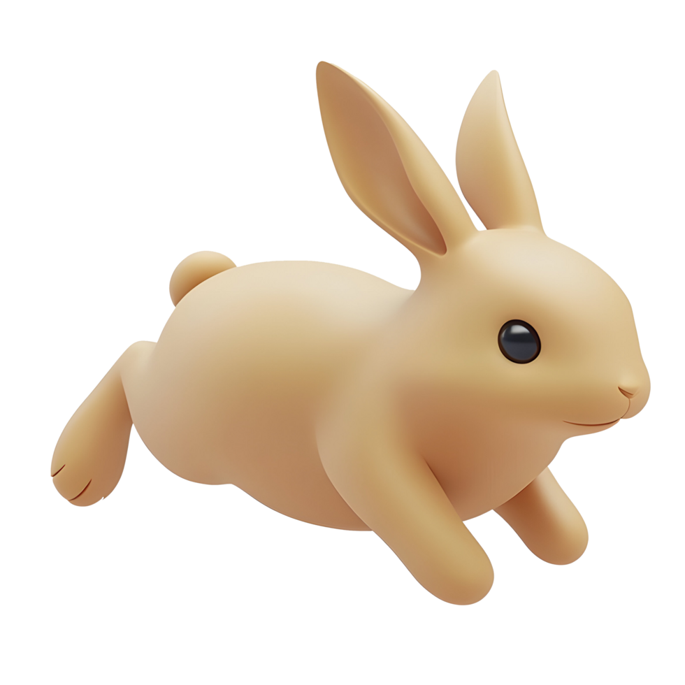 3d cartoon rabbit is running isolated background png