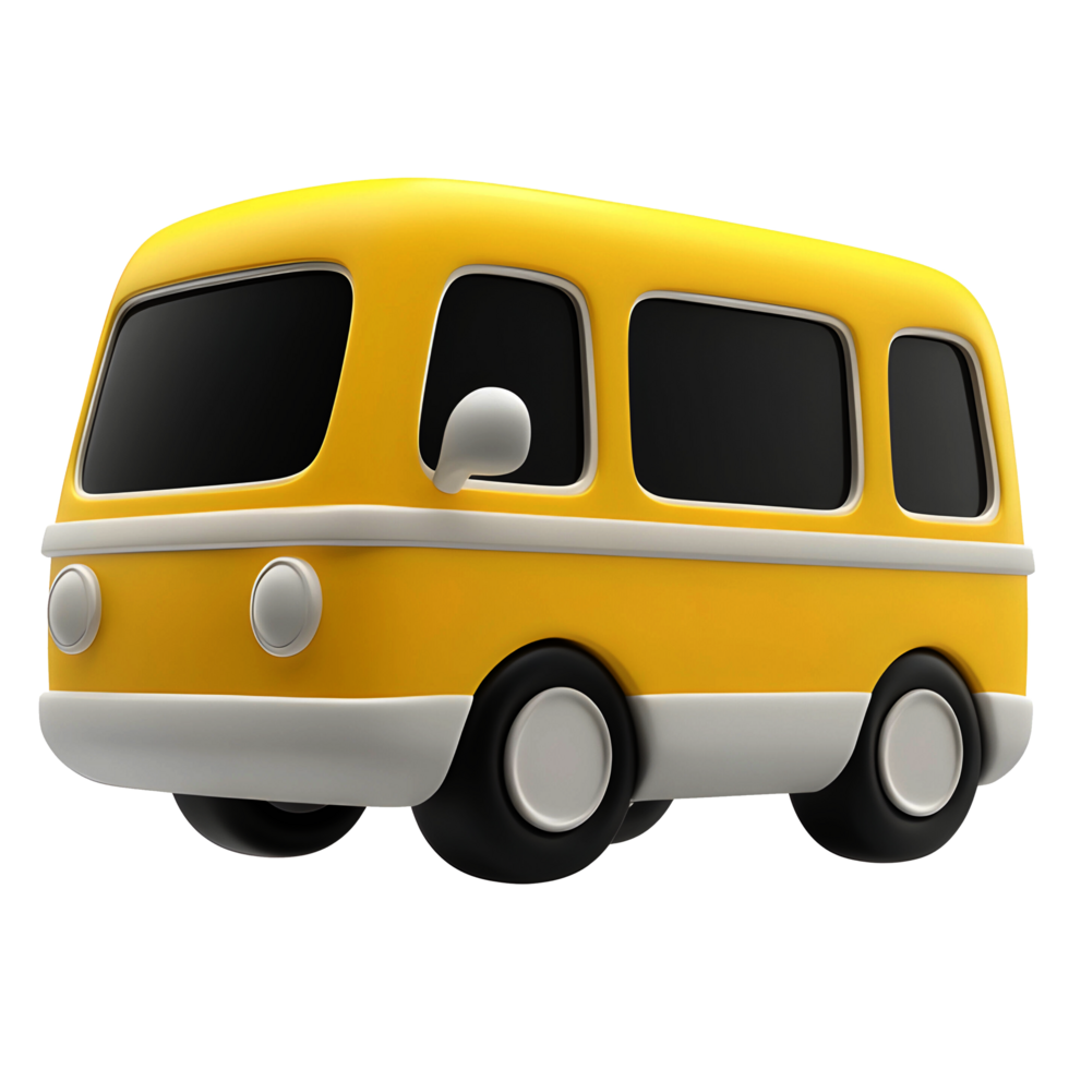 Cute 3D Render of a Yellow School Bus png